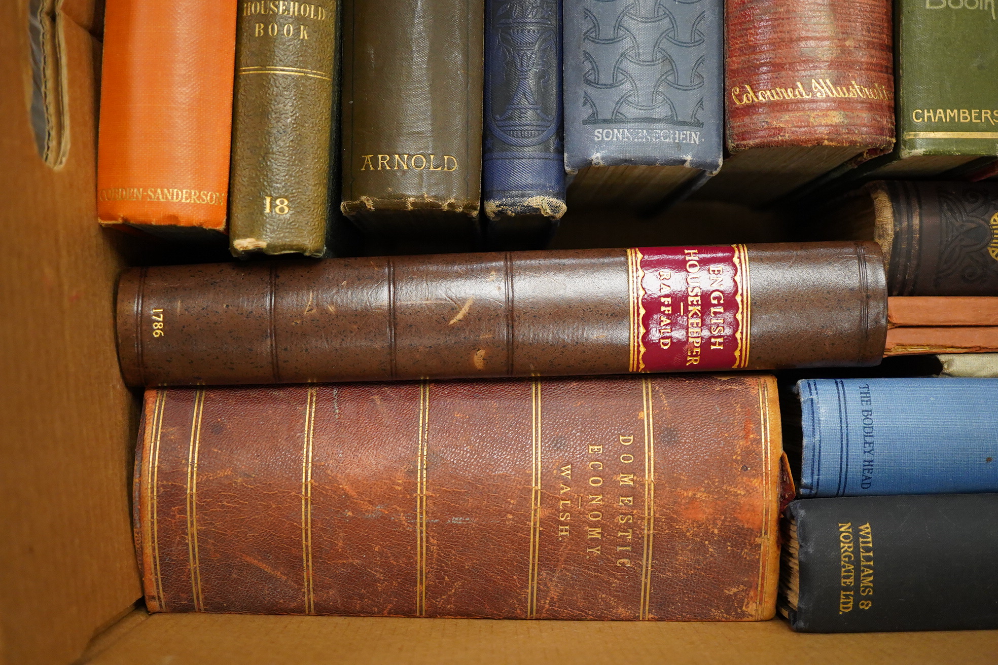 Raffald, Elizabeth, The Experienced English Housekeeper, for the use of ladies, housekeepers, cooks &c. Written purely from practice ... 10th edition. portrait frontis. and 3 folded plates; newly rebound calf backed marb
